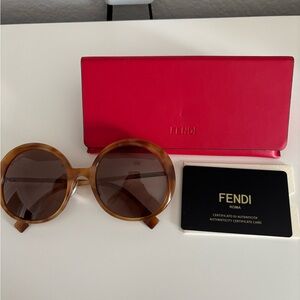 Fendi Tan Round Sunglasses